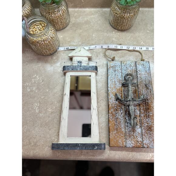 Nautical Bathroom Decor Lighthouse Mirror Anchor Hook Beach House Shore Home - Picture 12 of 13